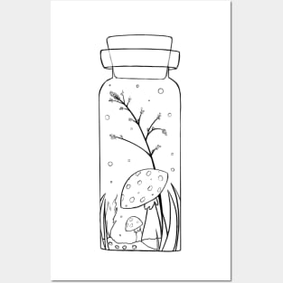 Mushrooms in a vial Posters and Art